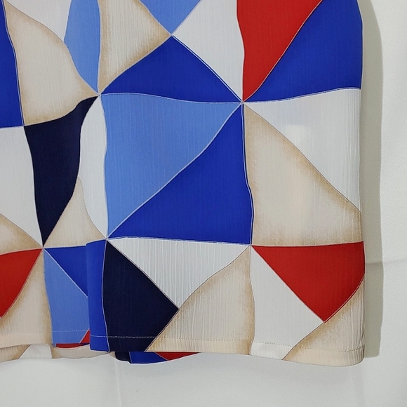 Allison Daley Blue/Red/White/Cream Lightweight Abstract Button-Up Blouse - Sz 16 - Picture 11 of 13